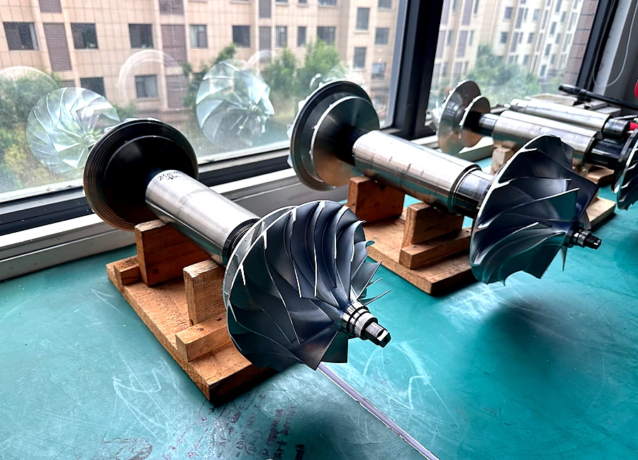 Air bearing turbo blower impeller and rotor